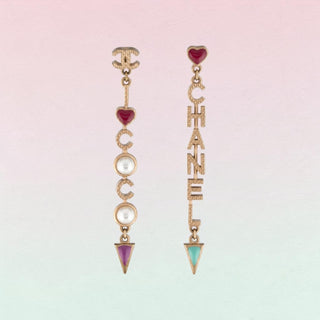 Chanel Gold-tone Faux Pearl & Enamel 'Coco Chanel' Drop Earrings