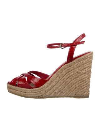 Gucci Red Patent GG Logo Leather Slingback wedges 38 sz