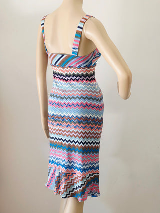 Missoni Blue Multicolor Stripe Printed Knee-Length Dress XS sz