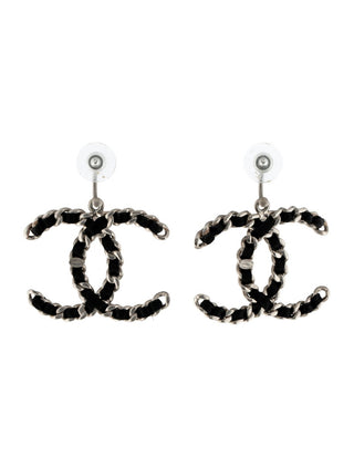 Chanel oversized Woven Interlocking CC Drop Earrings