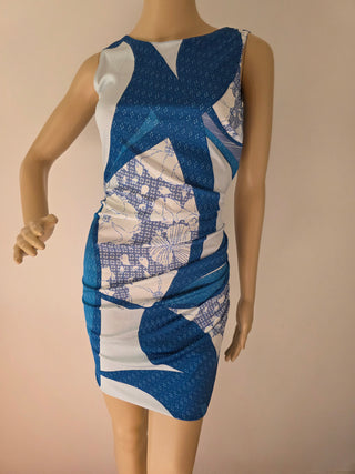 Emilio Pucci Blue Multicolor Signature Print Summer Dress 6 sz