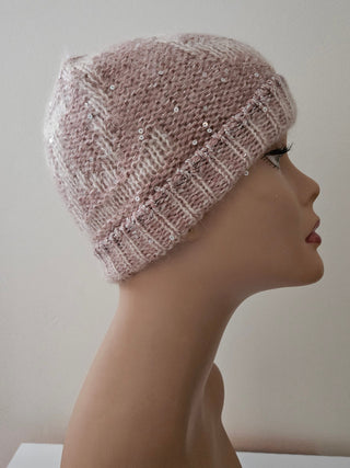 Louis Vuitton Light Pink Logo Sequin Mohair Beanie