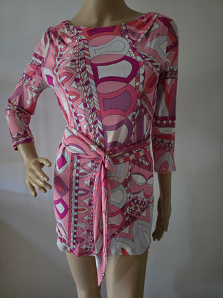 Emilio Pucci Pink Printed Bateau Neckline Tunic S sz