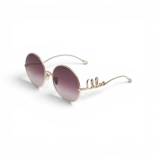 Chloe Goldtone Metal Oversized Round Logo Sunglasses - CH0329S