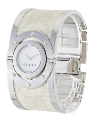 Gucci stainless steel white GG Monogram twirl watch