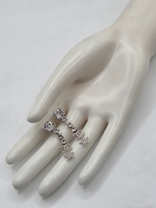 Chanel 2020 Strass Interlocking CC Star Drop Earrings