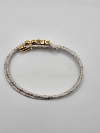 Louis Vuitton White leather Gold-plated LV Charm Bloom Bracelet