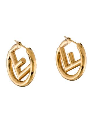 Fendi gold tone F is Fendi Hoop Earrings