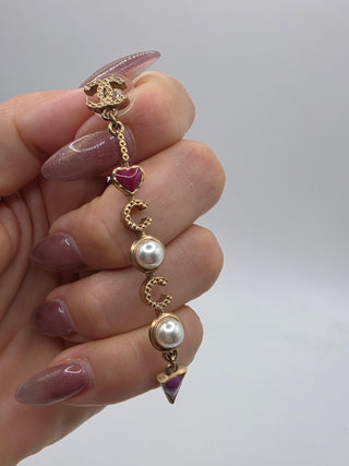 Chanel Gold-tone Faux Pearl & Enamel 'Coco Chanel' Drop Earrings