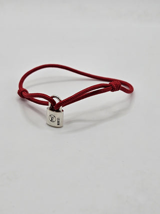 Louis Vuitton Red Silver Lockit Cord Bracelet