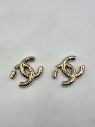 Chanel Gold-tone 2022 Interlocking CC Earrings