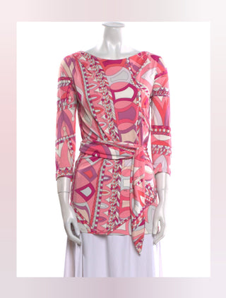 Emilio Pucci Pink Printed Bateau Neckline Tunic S sz