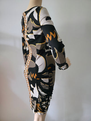 Emilio Pucci Brown Multicolor Signature Printed Mini Dress