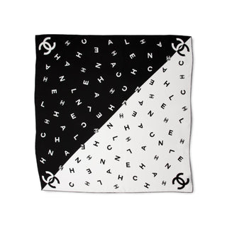 Chanel Black White Interlocking CC Silk 2021 Scar