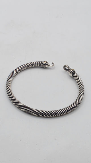 David Yurman 3 mm 18 k Gold Sterling Silver Buckle Classic Cable Bracelet