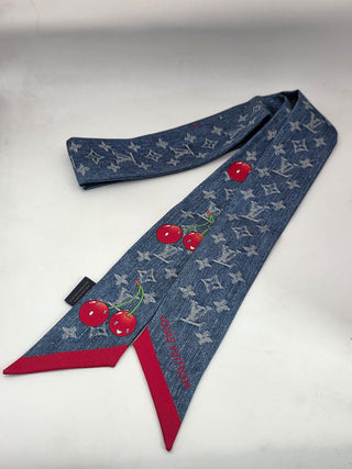 Louis Vuitton Blue LV X TM Silk Monogram Cerises Bandeau Denim