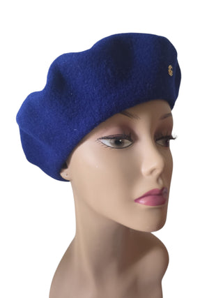 Gucci Blue GG logo charm Wool Beret M sz