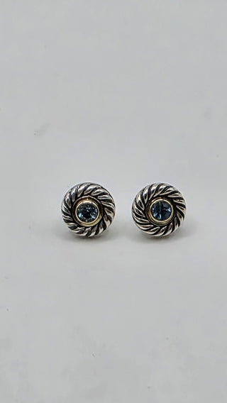 David Yurman Sterling Silver Topaz Cookie Stud Earrings