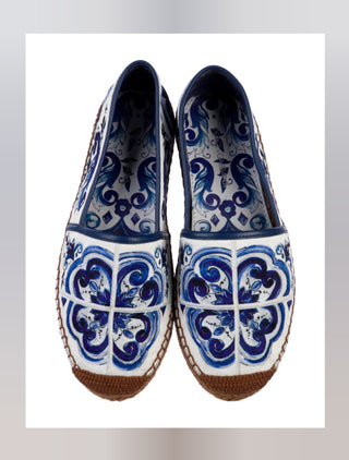 Dolce & Gabbana Blue White Signature print espadrilles 36 sz