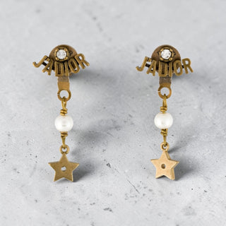 Christian Dior Gold-tone Faux Pearl Crystal J'Adior Drop Earrings