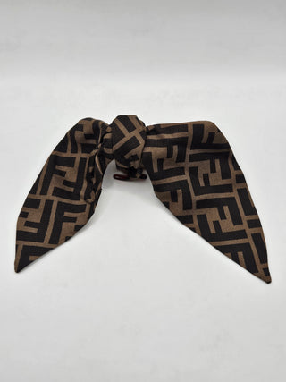 Fendi Brown Multicolor Zucca F Silk Barrette