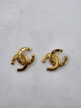 Chanel Gold-tone 2026 Oversize Interlocking CC stud earrings