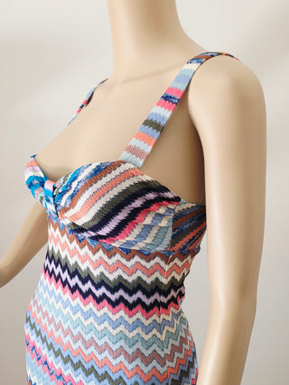Missoni Blue Multicolor Stripe Printed Knee-Length Dress XS sz