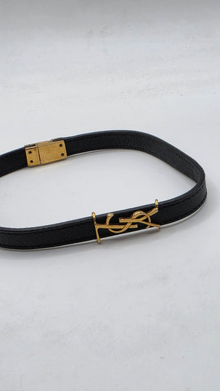 Saint Laurent Gold-tone YSL Logo Leather Choker