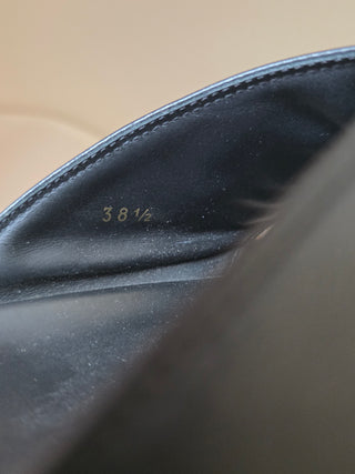 Fendi Black leather Gold-tone logos slides 38.5 sz