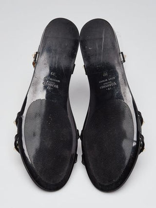 Valentino Black PVC Rockstud Jelly Flat Sandals 39 sz