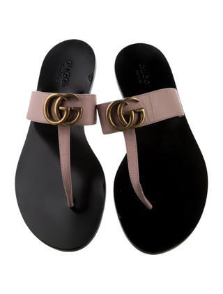 Gucci Beige Leather Double G Logo sandals 36 sz