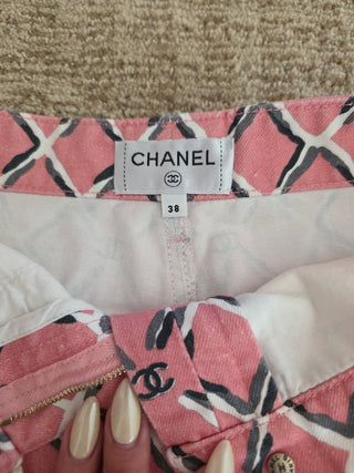 Chanel Pink Multicolor Interlocking CC Print 2018 Mini Shorts US6 FR38 sz