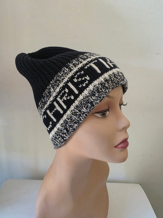 Christian Dior Navy Blue Logo Embroidered wool beanie One sz