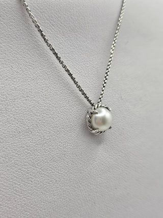 David Yurman Sterling Silver Pearl Chatelaine Pendant Necklace