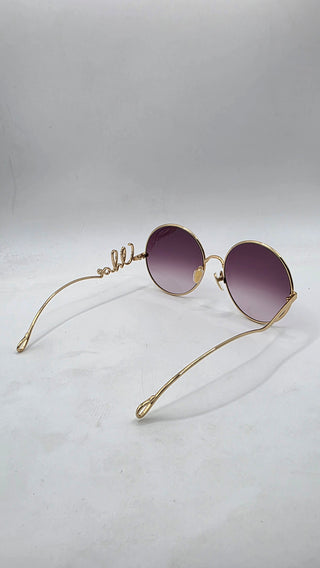 Chloe Goldtone Metal Oversized Round Logo Sunglasses - CH0329S