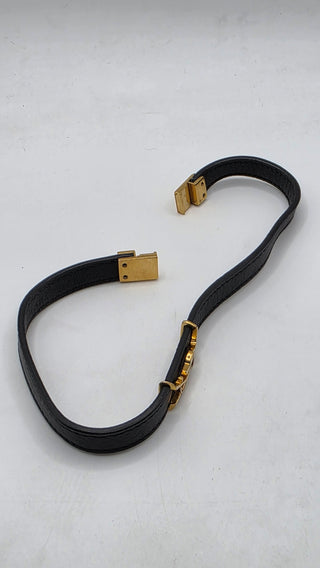 Saint Laurent Gold-tone YSL Logo Leather Choker