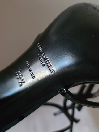 Saint Laurent Opyum Black Patent Leather YSL T-Strap Sandals 39.5 sz