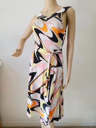 Emilio Pucci Multicolor Printed Midi Length Dress US 8