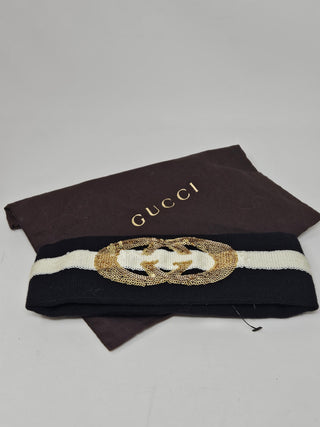 GUCCI Wool GG Logo Sequin Headband M sz