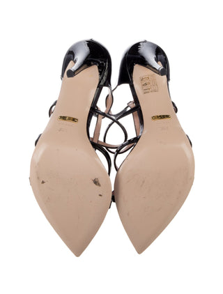 Gucci Patent Leather GG Charm T-Strap Sandals 36.5 sz