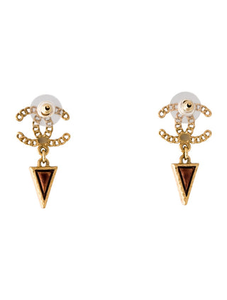 Chanel Faux Pearl Resin Intrecciato Drop Earrings