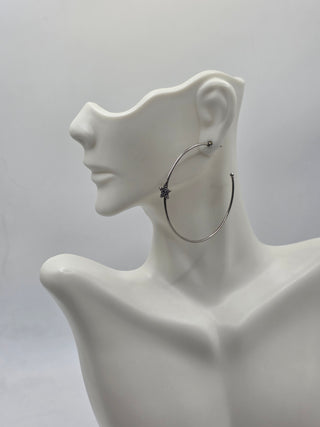 Christian Dior Silver-tone J'Adior Crystal Hoop Earrings