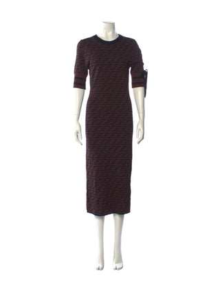 Fendi Brown FF Zucca Monogram Midi dress 40 sz