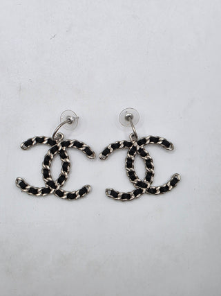 Chanel oversized Woven Interlocking CC Drop Earrings