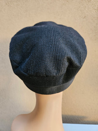 Christian Dior Black Corduroy Logo Printed Newsboy Hat S sz