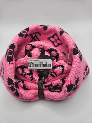 Louis Vuitton Pink Black Wool 3D Monogram Beanie NWT