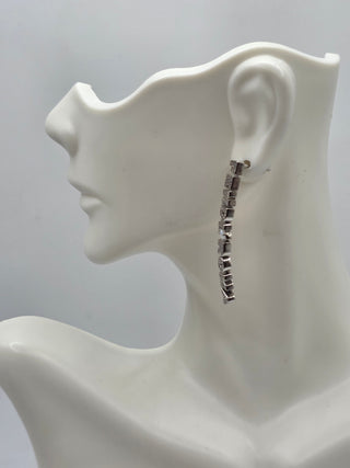 Fendi Silver-tone Logo Crystal Roma Drop Earrings