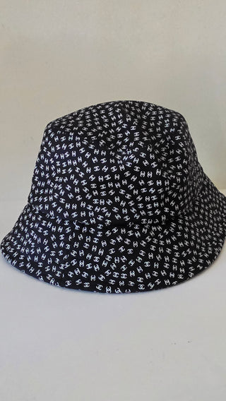 Chanel Black white Interlocking CC Nylon Bucket Hat S sz