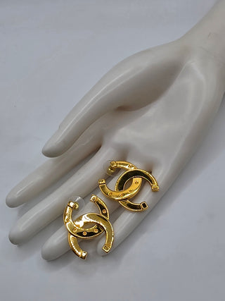Chanel Gold-tone 2026 Oversize Interlocking CC stud earrings
