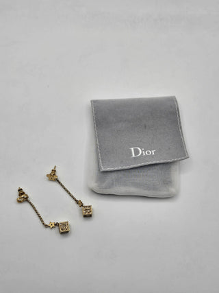 Christian Dior Gold-tone Crystal Star Dice Drop Earrings